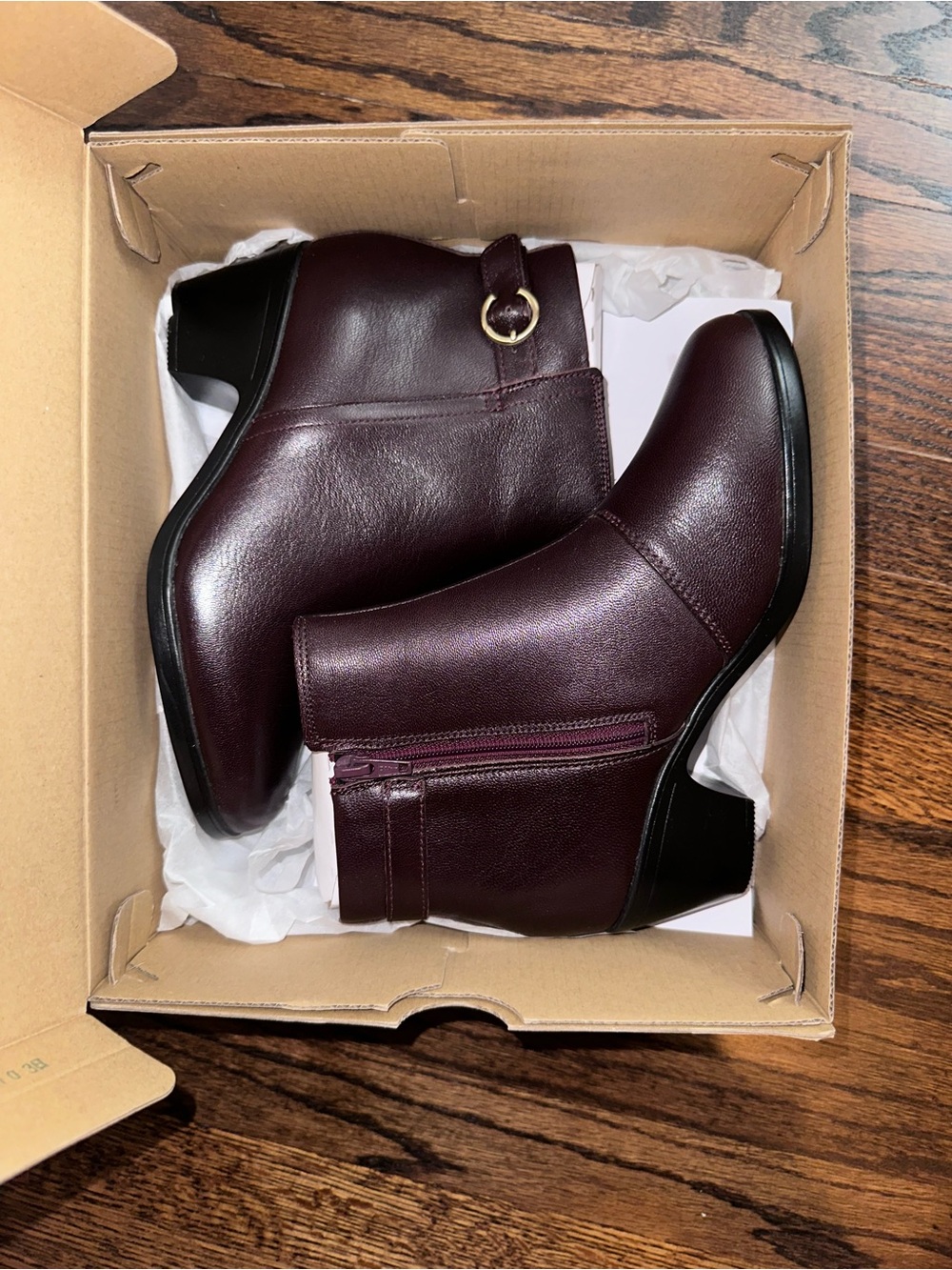 Clarks Emily2 Belle Burgundy Ankle Booties, 6 Wide - Picture 16 of 16